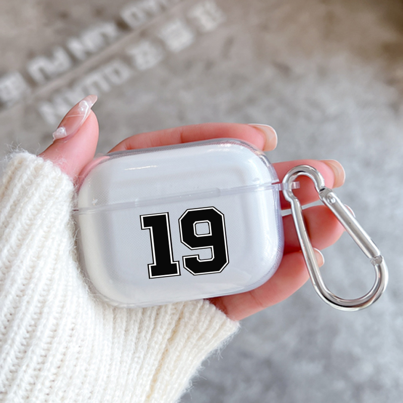 Hoesje Voor Apple Airpods 2 1 Oortelefoon Hoesjes Met Haak Mode Zwart Nummer Voetbal Voor Airpod Pro 3 Pro2 Doorzichtige Beschermhoezen: 3x / tarwe