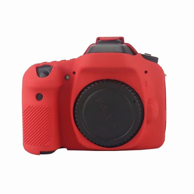 Soft Silicone Rubber Armor Skin Case DSLR Camera Body Cover Protector Bag For Canon EOS 60D 77D 80D 90D: 80D Red