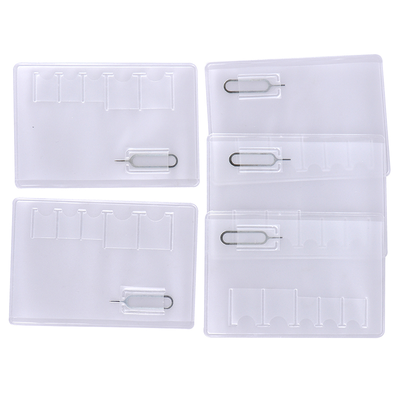 5 Pcs 6 Sim Card Storage Case Box Bag Easy Carry Clear Protector Portable For Sim Memory Card Transparency Universal