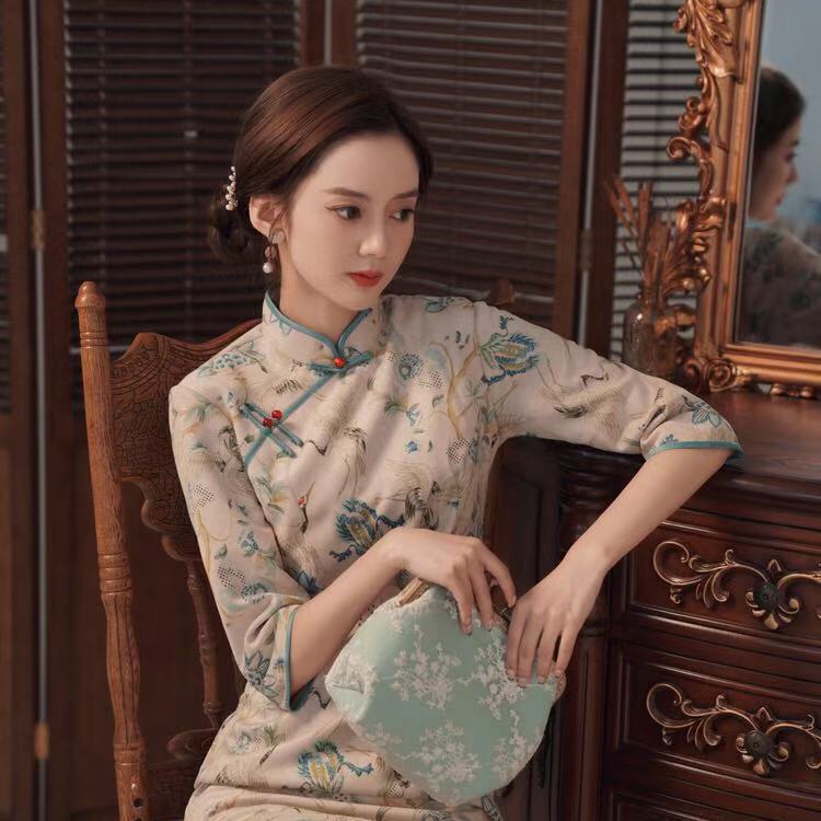 Qipao chino para mujer, vestido de media manga para chica joven, estilo Retro, de la antigua Shanghai, mejorado,
