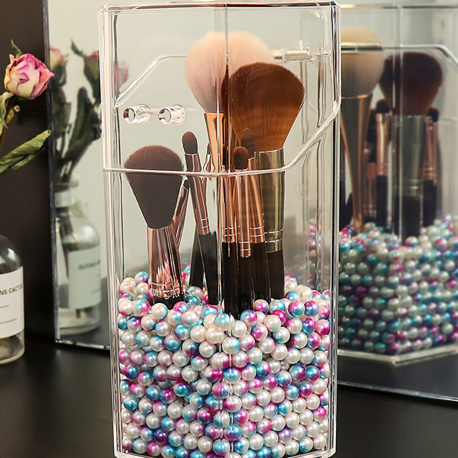 Caja de almacenamiento de acrílico para cosméticos, organizador pequeño de lápiz labial de maquillaje, almacenamiento de artículos de plástico, tocador, portalápices, HX50ST
