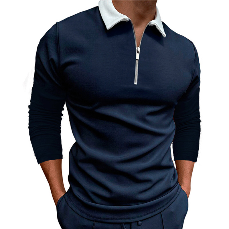 KPOP Style Harajuku Slim Fit Ropa Hombre Tshirts Loose Casual All Match Tops Polo Collar Insert Printed Long Sleeve Tees