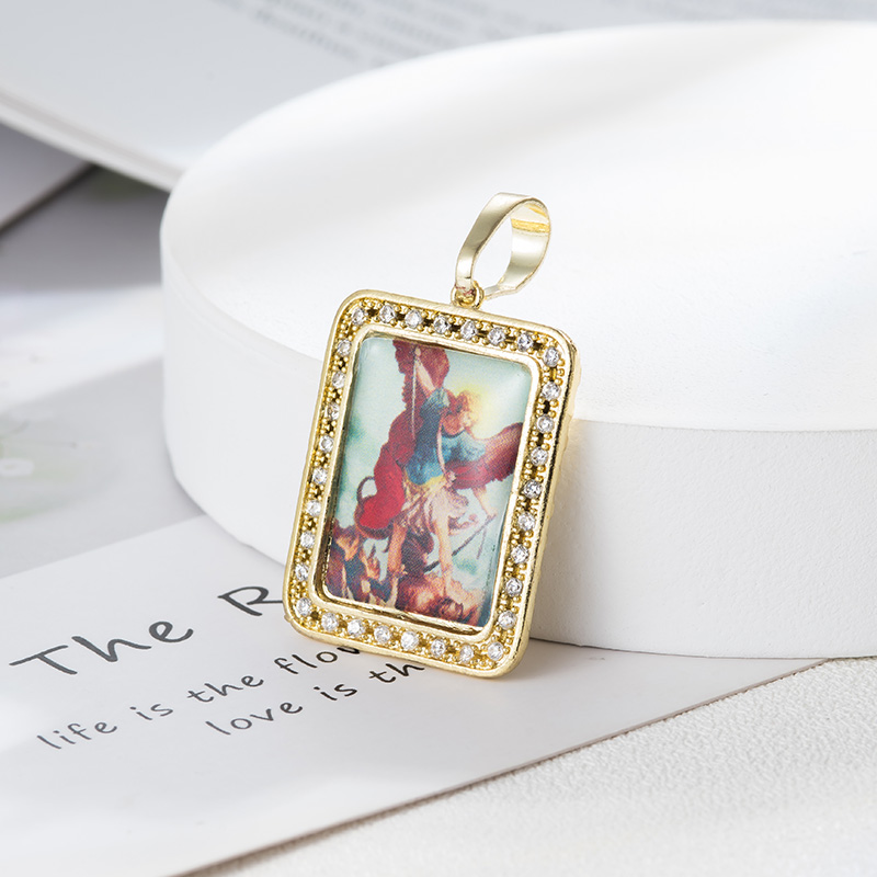 Uskonnollinen riipus katolinen luksus vintage-korut neitsyt maria -riipuskorut ja -tarvikkeet naisille mitaliriipukset: Vaalean keltaisen kullan väri