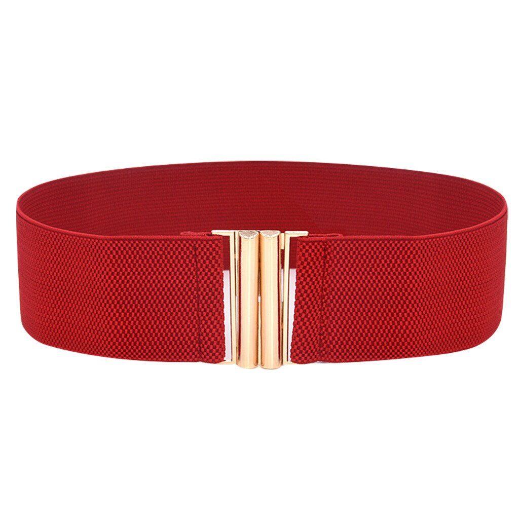 Wide Elastic Belt Lady Wide Belts Women Wide Elastic Belt Buckle Waist Dress Stretch Adornment For Women Waistband #Y7: Red 