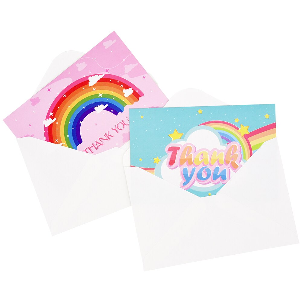 2-5pcs Colorful Rainbow Thank You Cards Wedding Party Invitation Greeting Cards Thanksgiving Day Postcard Folding Cards