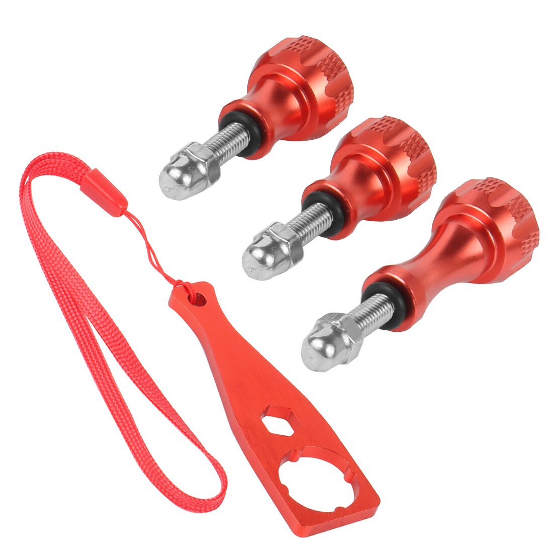 Aluminum Alloy Bolt Nut Thumb Screws Mount 1xLong 2xShort CNC for GoPro Hero 10 9 8 7 Black Max for DJI Osmo Action Sjcam Camera: Red With Wrench