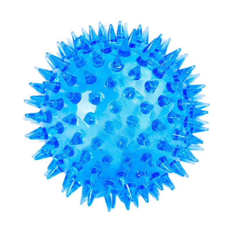 Dog Cat Luminous Sounded Elastic Bite Chew Ball Toys ， Blue