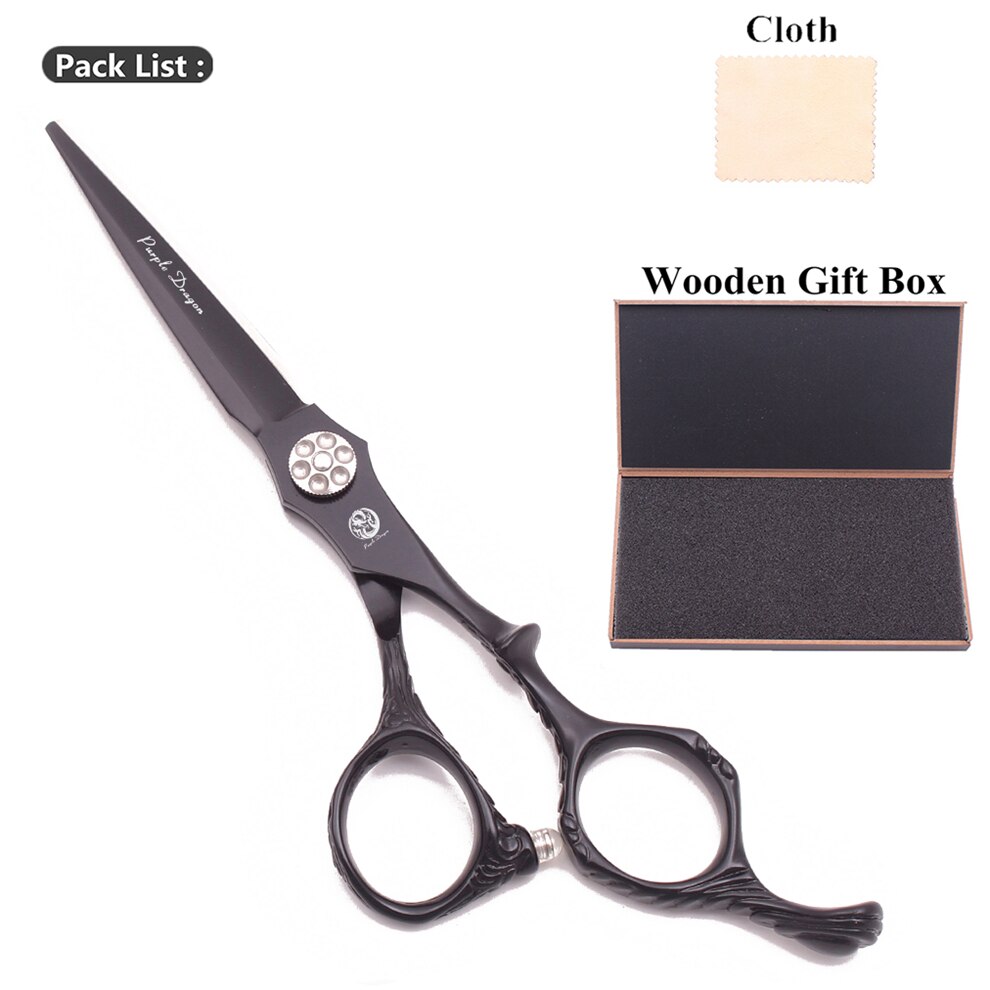 Purple Dragon 6.0" Japan 440C Barber Scissors Black Hair Cutting Scissors Thinning Shears Salon Haicut Salon Z9027: Cutting 6H