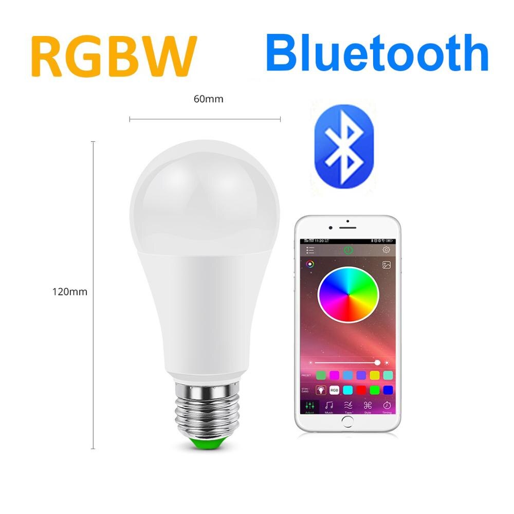 Apple Homekit-Lámpara LED Siri con Wifi, atenuador de bombilla de bola a todo color, regulable, Bluetooth, RGBW, RGBWW, 220V, 110V, Control inteligente para el hogar: Bluetooth RGBW