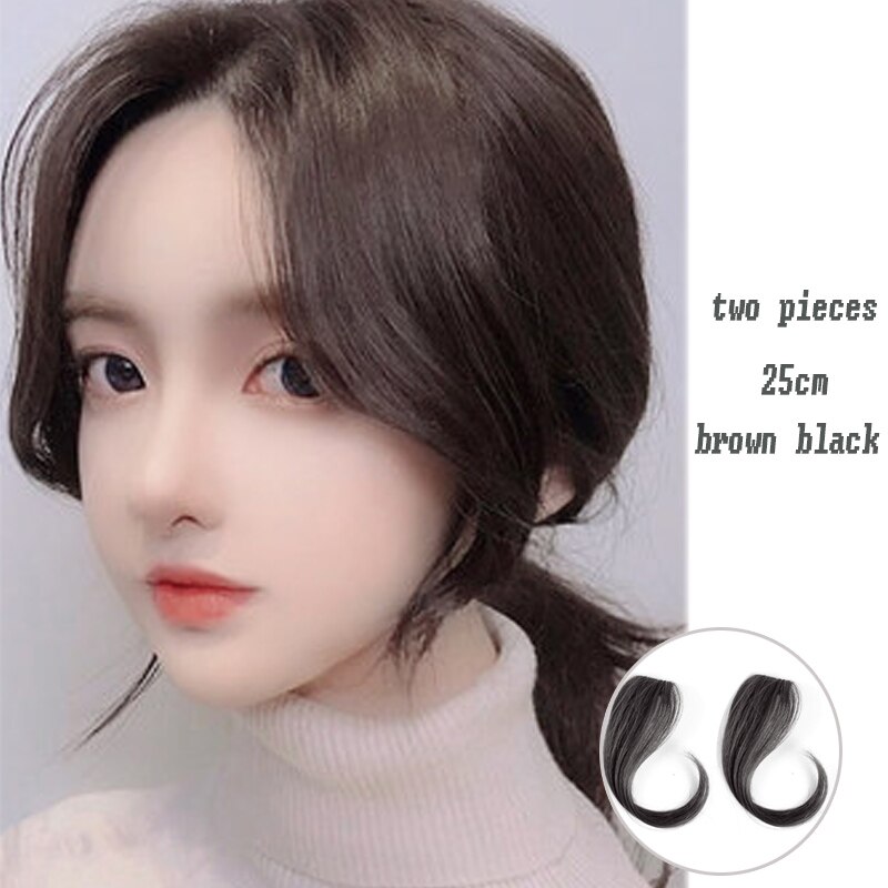 synthetic Bangs clip on Front Hair Side Fringe Hair Synthetic Hair Bangs Hairpiece Long Bangs Extensions for Women 25-35cm: 25-4-2