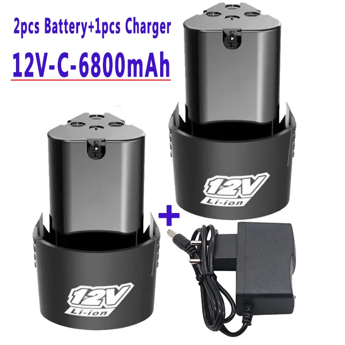 Batería recargable Universal para herramientas eléctricas, destornillador eléctrico, taladro eléctrico, batería de iones de litio, alta capacidad, 12V, 6800mAh: Verde