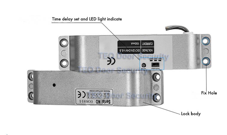 Surface Mounted Electric Bolt Lock DC12V Fail Safe for Wooden Door Deadbolt NC Mode Fail Safe Electronics Door Bolt