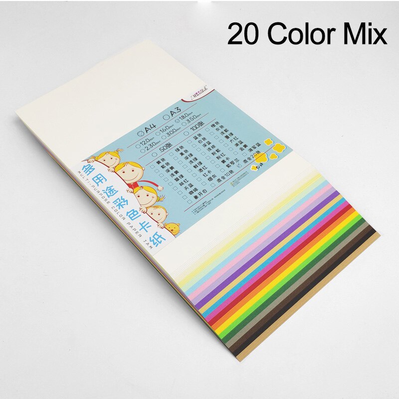 230gsm 50 Sheets Kids Paperboard Multicolor Specialty Paper Handmade Cardstock Craft Paper: 20 Color Mix 100pcs