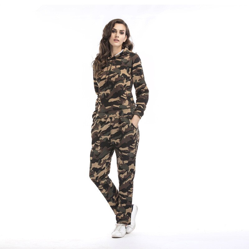 Herfst camouflage trainingspak joggingpakken voor dames pullover plus fluwelen hoodie joggingbroek dames sportkleding pak