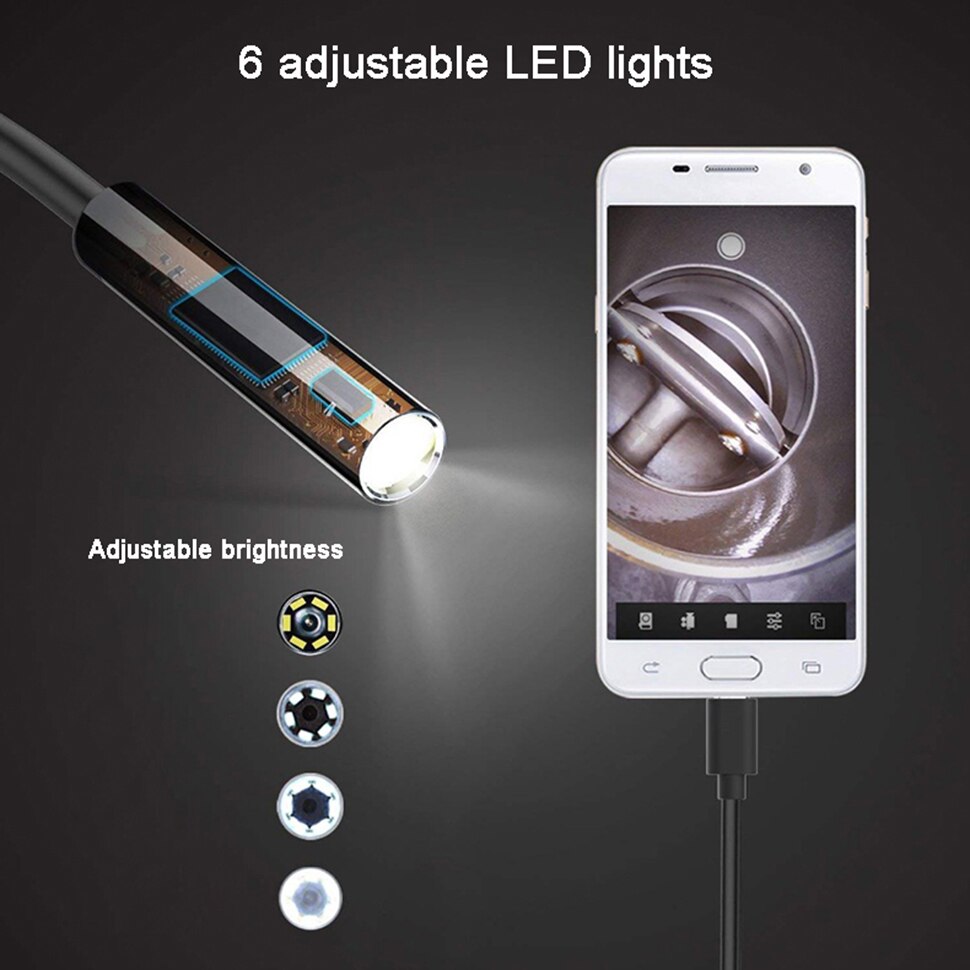 Endoscopio BZ 7mm Cámara Flexible IP67 impermeable USB tipo-c endoscopio con 6 LED cámara de inspección para Samsung Huawei Xiaomi PC