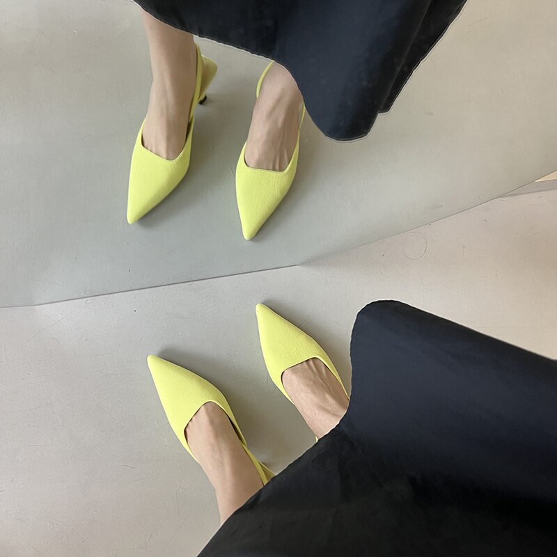 2022 Summer Heel Women Sandals Pointed Toe Slip On Ladies Party Shoes Female Outdoor Singbacks Mule Sandalias