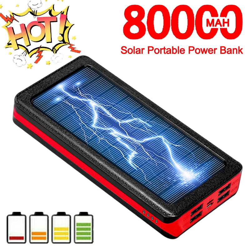 80000mAh Batterie Portable Solaire Portable Grande Capacité Chargeur rapide de téléphone Externe Chargeur De Batterie Portable Extérieur Chargeur De Voyage