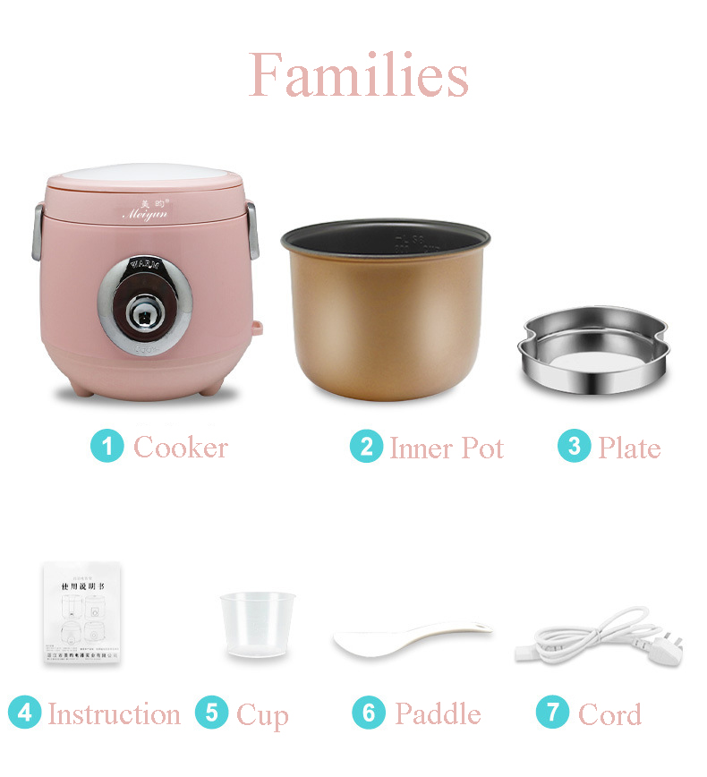 1.2L Portable Cooking Pot 220V Electric Small Rice Cooker 200W Multi Cooker Electric Lunch Box for 2 Persons