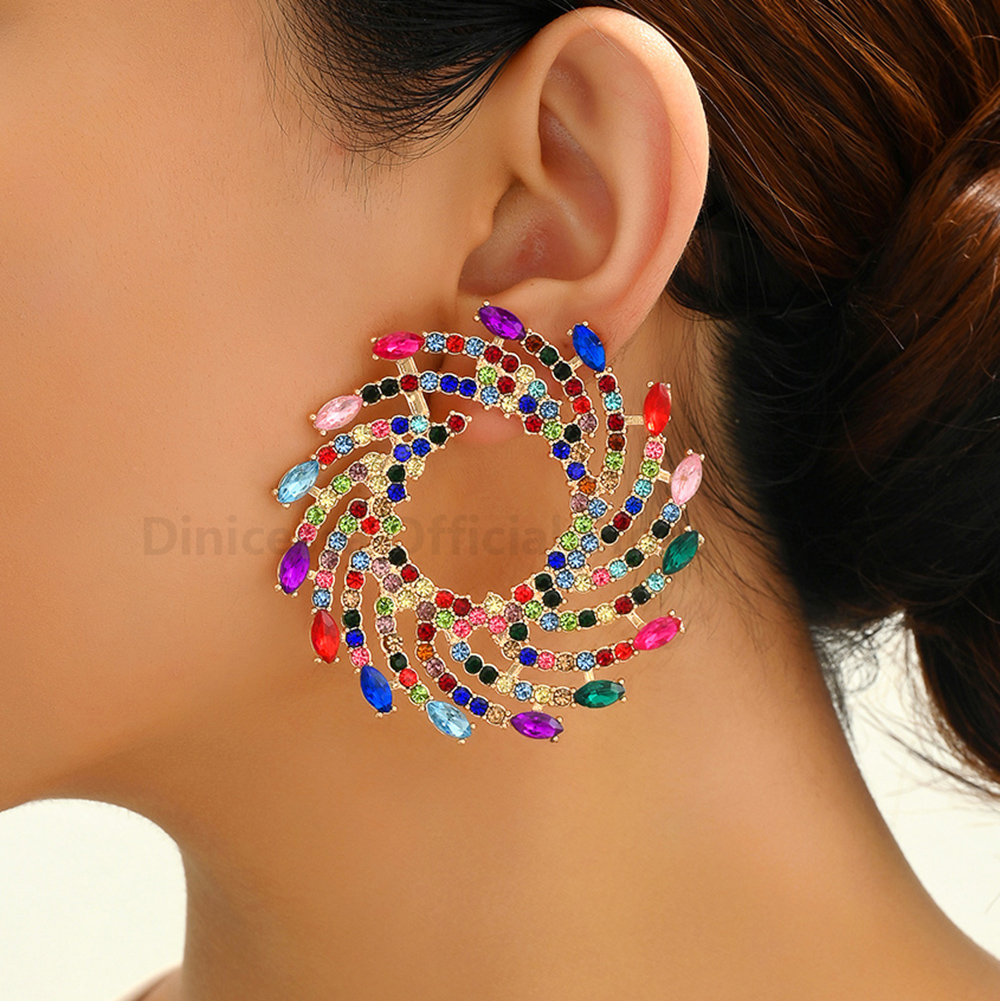 Pendientes grandes de cristal redondos con forma de flor de sol para mujer, joyería inusual de lujo para de graduación, accesorios para las orejas,