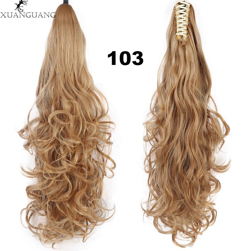 XUANGUANG Curly Hair Ponytail Hair Extension Brown Blonde Heat Resistant Artificial Ponytail: 103