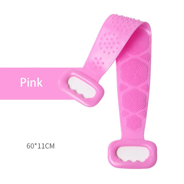Elastic Back Massage Scrubber Scratching Back Towel Bath Belt Body Exfoliating Massage for Shower Body Spa Cleaning Shower Strap: Pink