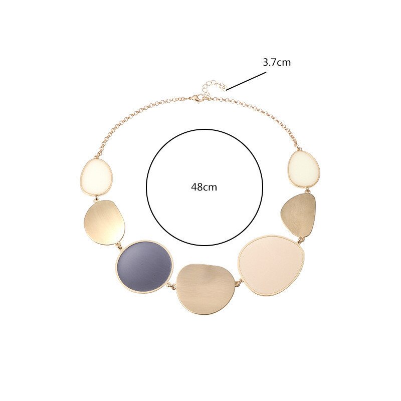 Exaggerated Big Statement Gold Metal Enamel Choker Necklace For Women Female Party Short Collar Clavicle Chain Necklace Jewelry