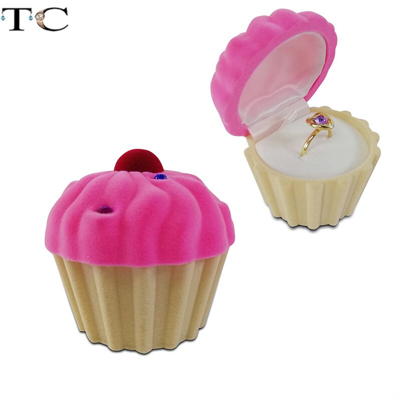 Kreative Samt Schmuck Kasten Mini Container Ring Kasten Ohrringe Ringe Lagerung Kasten Kleine Zubehör Anzeige Kasten: Tasse Kuchen