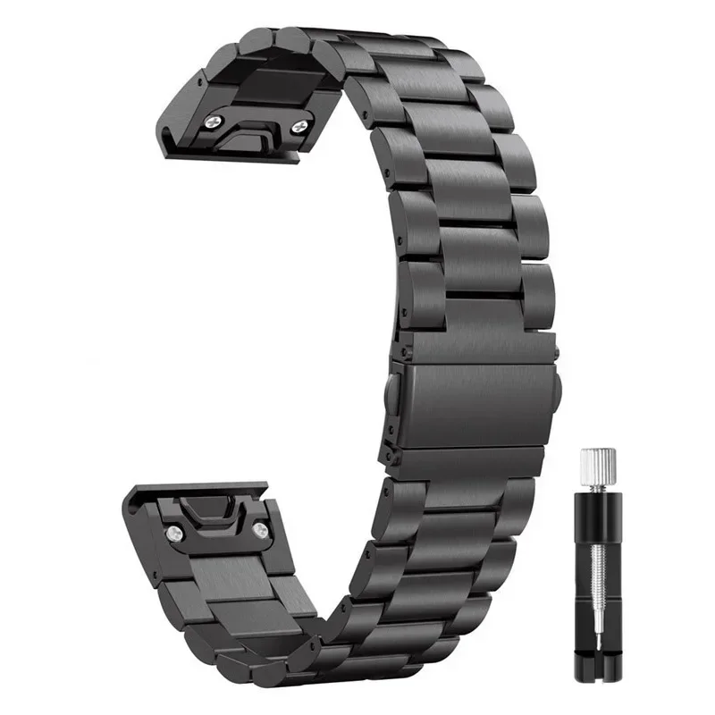 Bracelet en acier inoxydable pour Garmin Fenix 8 7 Pro 7X 6X 5X 8X Plus, bracelet métallique pour Garmin Tactix 8 9 7 Epix Pro QuickFit: Black / 18mm