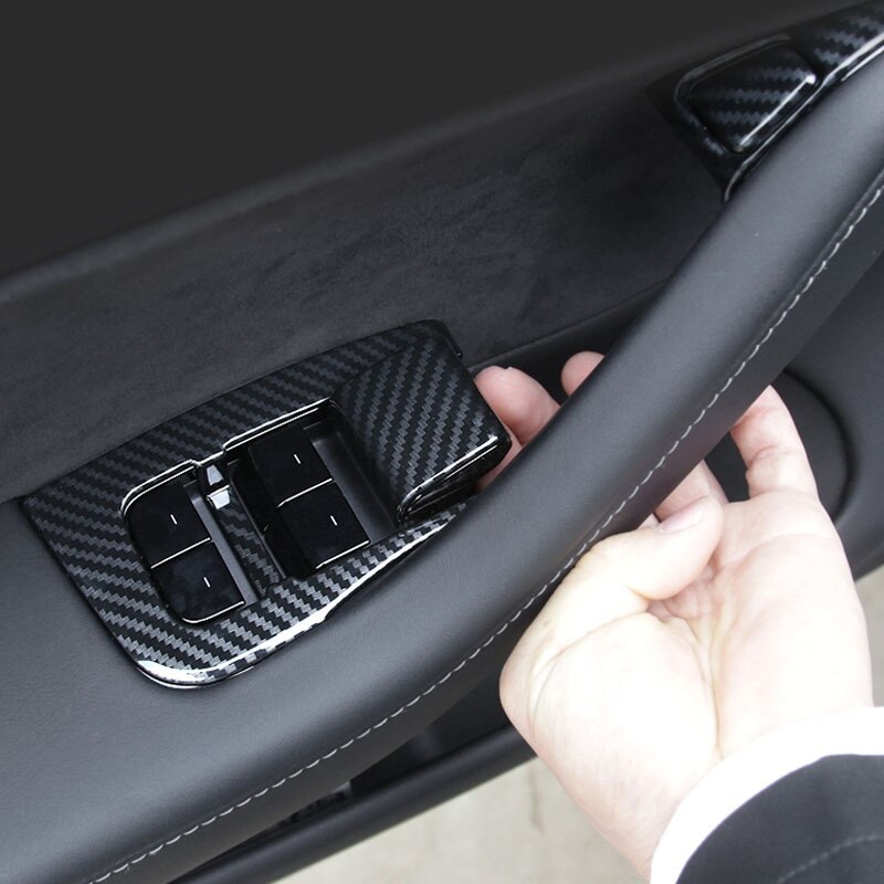 Bilvinduesløfterkontakter knapper dekorativt rammedæksel trim klistermærke vinduesafskærmningsdæksel til tesla model 3