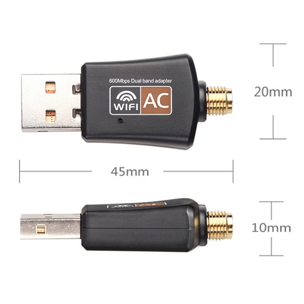 Mini AC600 5.8G/2.4GHz 433Mbps/150Mbps Protable Wireless Dual Band USB Wi-Fi Adapter Wlan PC Wifi Receiver External Wifi