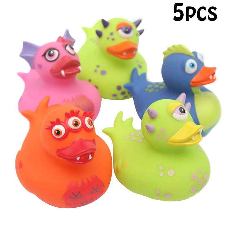 ESALINK 7Pcs 8-10CM Bad Spielzeug Rrubber Ducks Baby Bad Spielzeug 5 Große 2 Kleine Kombination Ente kinder Bad Spielzeug: YA029U-5pcs