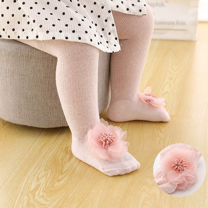 Baby Tights Infant Girl Newborn Kids Pantyhose Lace Bow Flower Hosiery Baby Stockings Summer Mesh Toddler Baby Girl Tights: Style 3 / Fit 2-4year