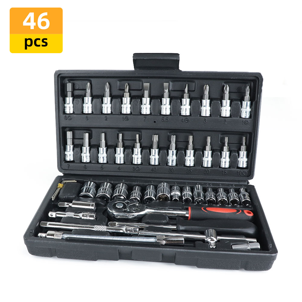46 PCs Set Wrench Hand Tool Set Car Repair Tool Kit Set Home Mechanical Tools Ratchet Torque Wrench Socket Garage Tools Box Set