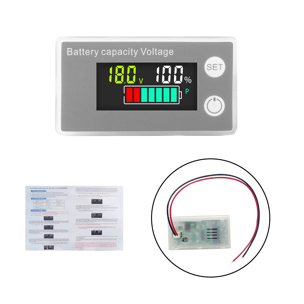 6133A Battery Capacity Indicator DC 8V-100V LCD Digital Voltmeter Electricity Meter 12V 24V 48V 72V Voltage Tester Battery Gauge