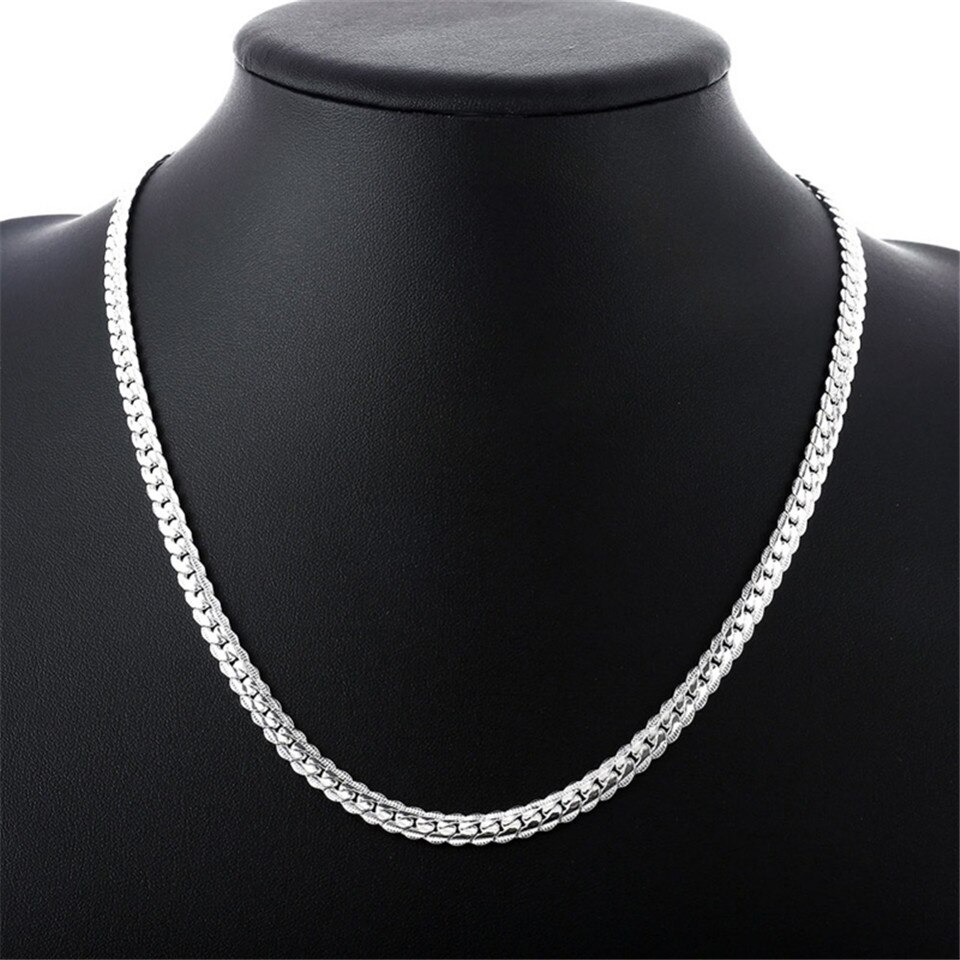 Collar de cadena de serpiente plana para hombre y mujer, Color plateado, clásico, 5,5mm, joyería