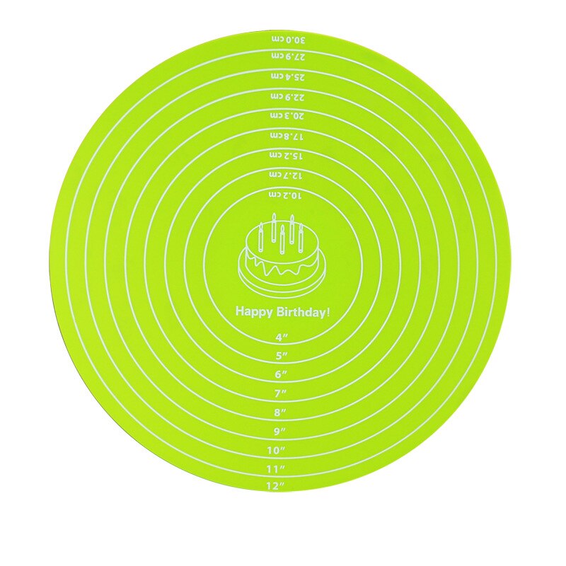 12 Inch Cake Turntable Silicone Mat Non Slip Pad Kneading Cooking Mat Round Silicone Placemat Cake Mat Baking Tool Kitchen: GREEN