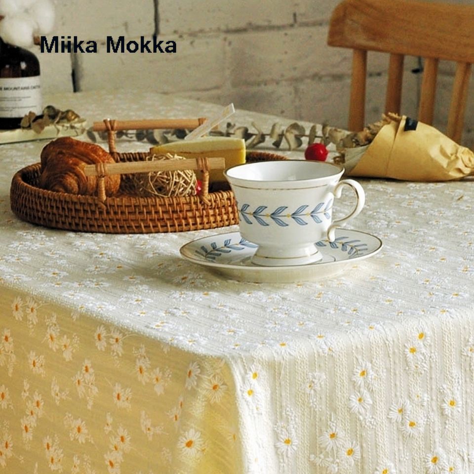 Nappe de Table jaune clair à motifs de fleurs de marguerite, Textile carré rectangulaire en coton avec bord à franges, pour la maison et l&#39;hôtel, offre spéciale