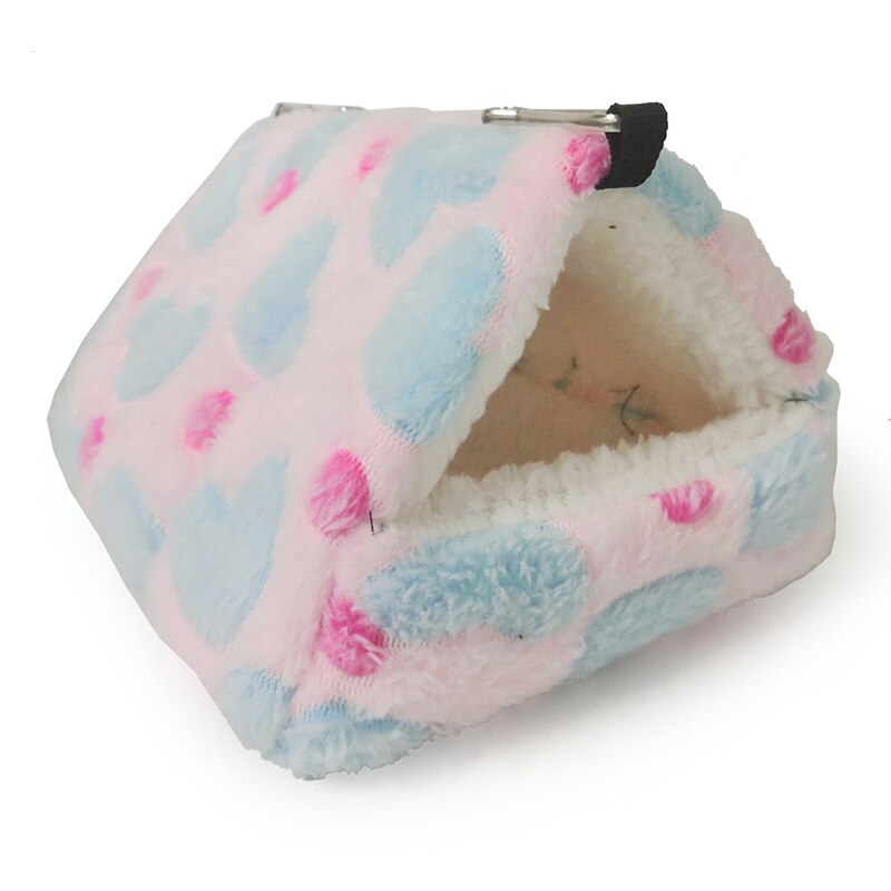 Couverture chaude Hamster en peluche Hamster maison miel lit sac de couchage perroquet diable écureuil Mini hérisson nid Cage pour animaux de compagnie fournitures: Blue Heart / 22x21 cm