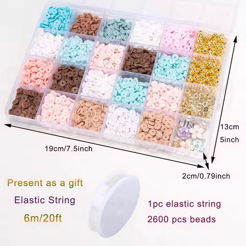 24-kleuren klei kralen armband maken kit platte preppy kralen polymeer klei kralen kit voor vriendschap armbanden maken ambachtelijke DIY