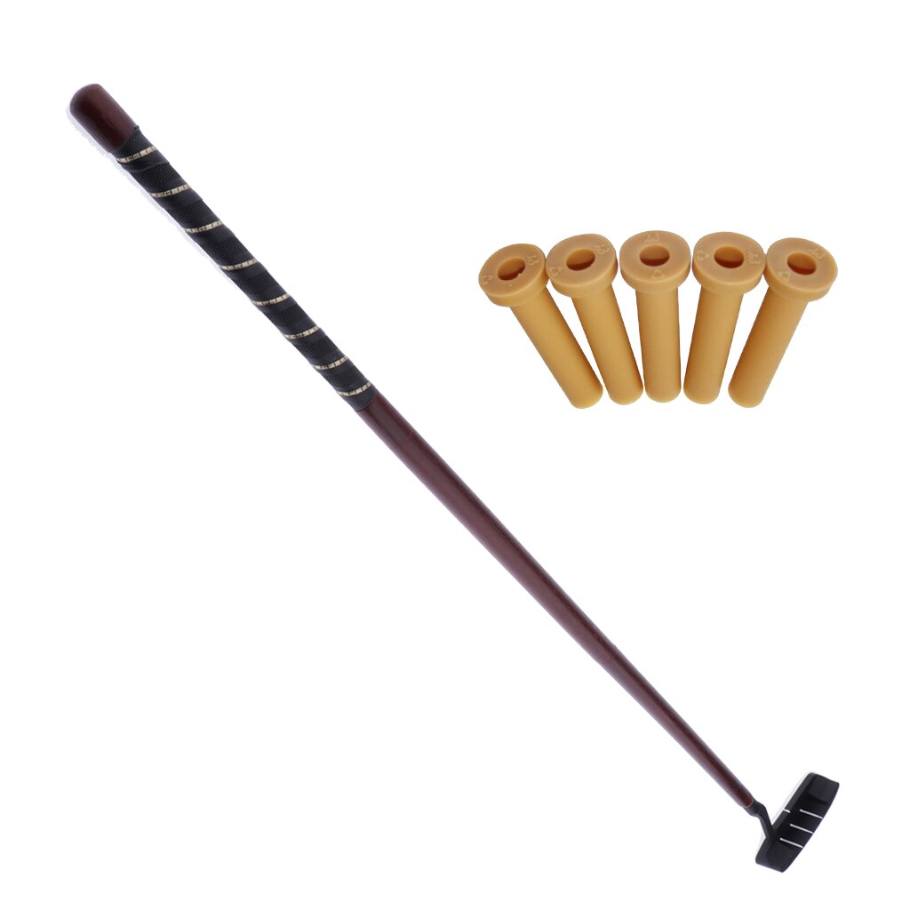 3-Section Golf Putter Portable Traveling Foldable Red Wood Putt Trainer & Tees