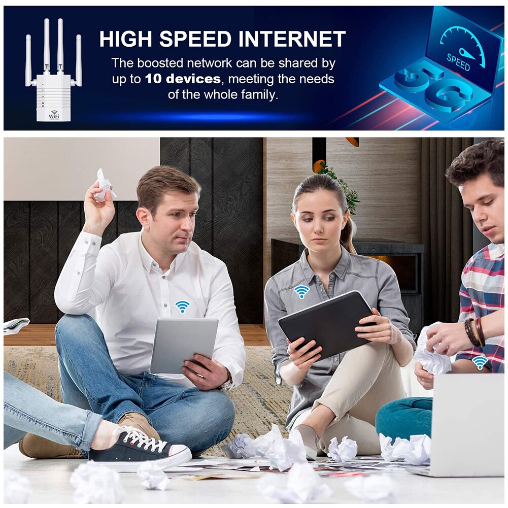 Dual Band WiFi Booster Range Extender Wireless WD-R1205U 1200M WiFi AP UK Plug for Household Computer Safety Parts