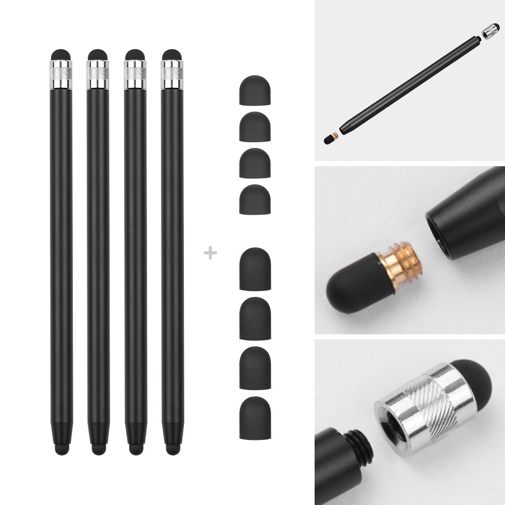 2 in 1 Universal Touchscreen Stylus Pen for All Touchscreen Tablets Cell Phones with 8 Extra Replaceable Soft Rubber Tips