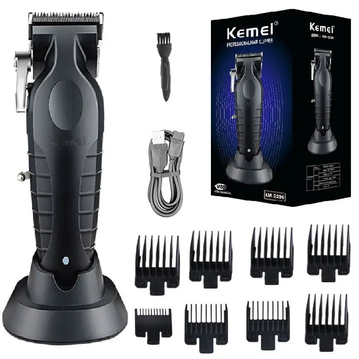 Kemei 2296 2299 Barbier Akku-Haarschneider 0 mm Null Gapped Haarschneidemaschine Detailer Professionelle elektrische beenden-Schneidemaschine: Grau