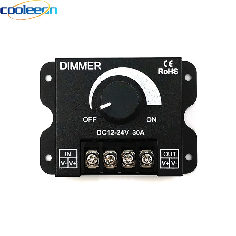 12V 24V Stepless Dimmer for LED Strip Light Dimming Knob Button Switch LED Dimmer Controller Max 30A 360W Transformer Driver