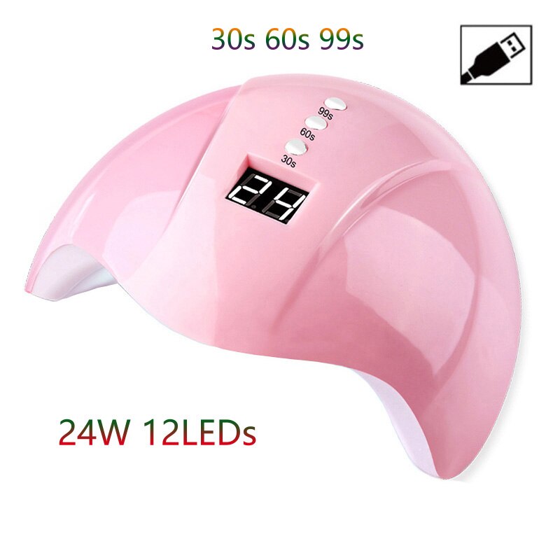 SUN X8 Max-Lámpara de uñas LED UV, secador de uñas de 120W, 57 LED, secado rápido, 10S, 30S, 60S, 99S, potente secador de uñas: 24W 12LED Mini5A