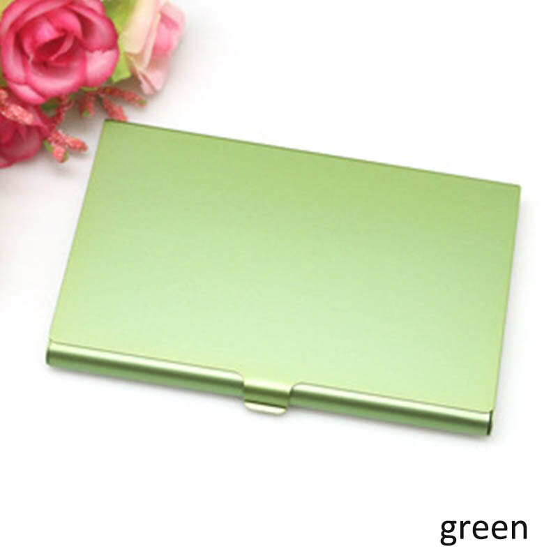 Tarjetero portátil de aleación de aluminio para mujer, Cartera de Metal, tarjetero, monedero, funda de Metal, 1 ud.: Verde