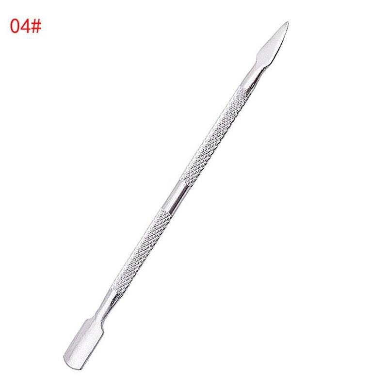 1pcs Stainless Steel Double Head Nail Art Manicure Stainless Steel Spoon Shape Pusher Dead Skin Clip Remover Manicure Tool: D