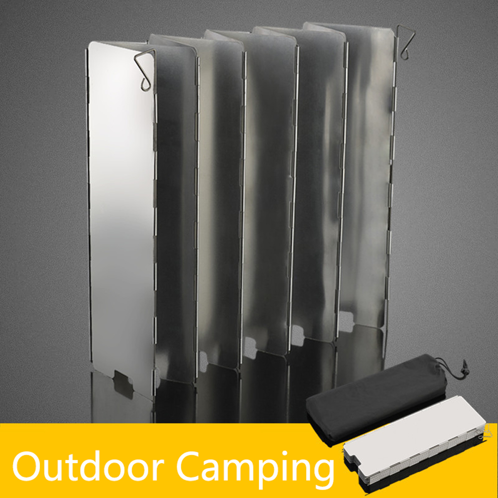 Parabrisas plegable de 8/9/10 placas para acampar al aire libre, estufa de Gas para barbacoa, pantalla de protección contra el viento para Picnic,