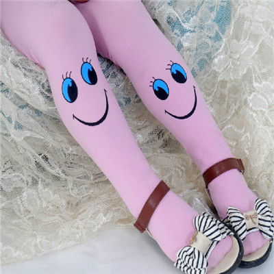 Kinderen Meisje fluwelen legging snoep kleur broek zomer leuke lachend gezicht leggings kinderen broek CC2121 #10: Roze