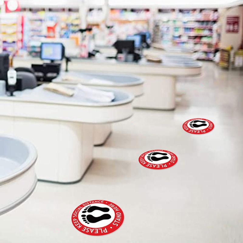 Round Waiting In Line Sticker Social Distance Keeping Safety Floor Sign People Gathering Control Adhesive Paster